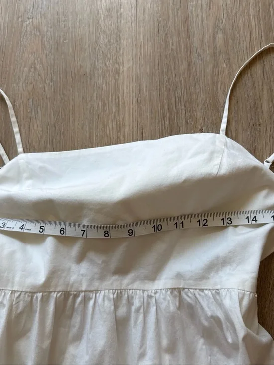 Wayf White Spaghetti-Strap Tiered Maxi Dress With Open Back & Bow Tie Small - Picture 5 of 8